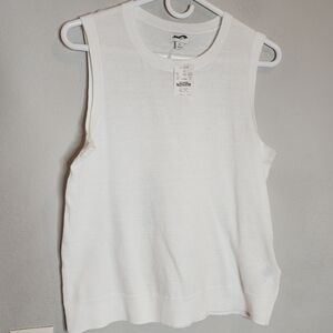 NWT J. Crew White Sleeveless Lightweight Cotton Sweater Size Medium